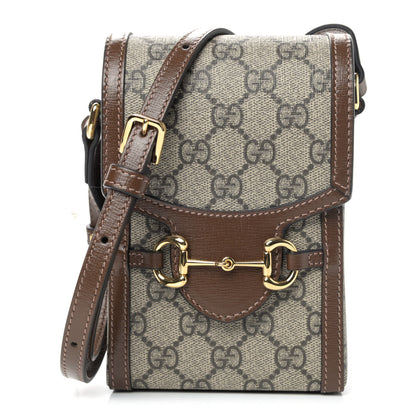 Gucci GG Supreme Monogram Mini Horsebit 1955 Crossbody Bag Beige Brown Sugar 1 of 4