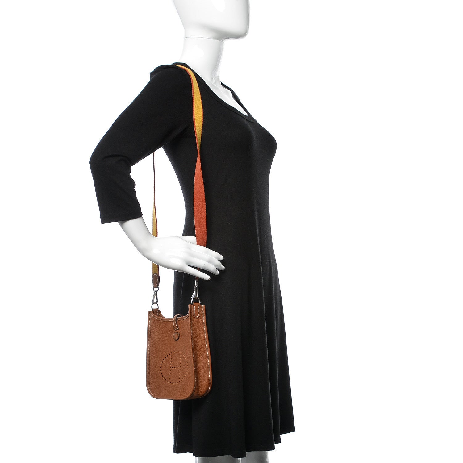Hermes Taurillon Clemence Amazone Evelyne TPM Gold Jaune Ambre Brique 2 of 11