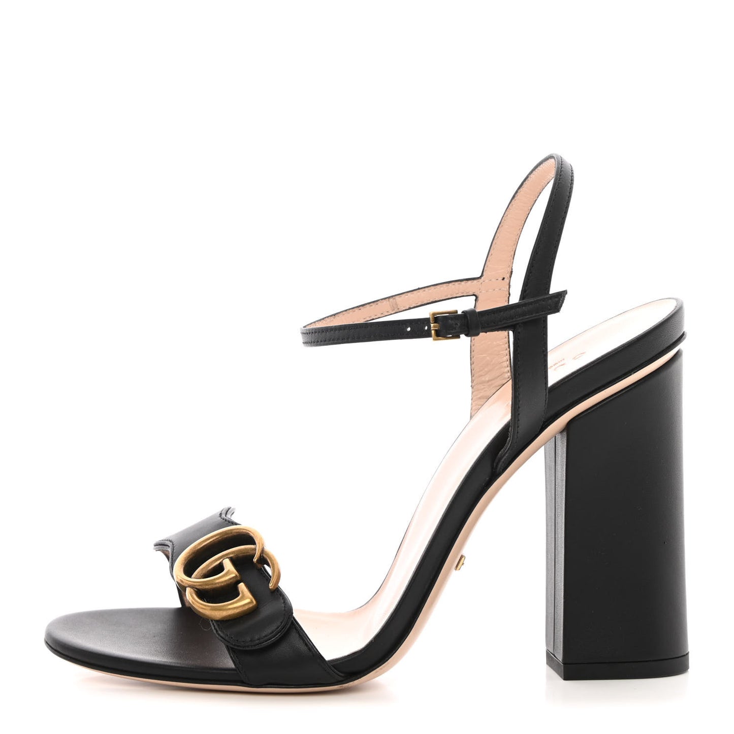 Lifford Calfskin GG Marmont Ankle Wrap 105mm Sandals 38 Black