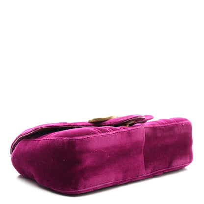 Gucci Velvet Matelasse Mini GG Marmont Shoulder Bag Fuchsia Violet Cyclamen 4 of 10