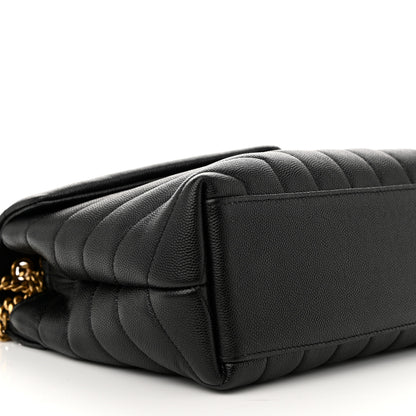 Saint Laurent Grain de Poudre Calfskin Y Quilted Monogram Small Loulou Chain Satchel Black 10 of 11