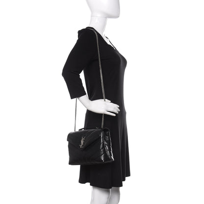 Saint Laurent Calfskin Y Quilted Monogram Small Loulou Chain Satchel Black 3 of 11
