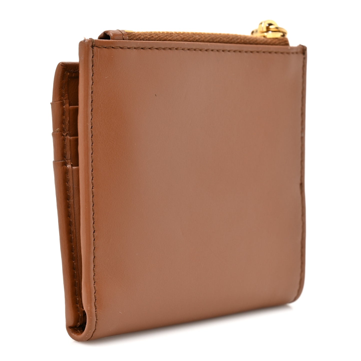 Calfskin Small Triangle Wallet Cognac
