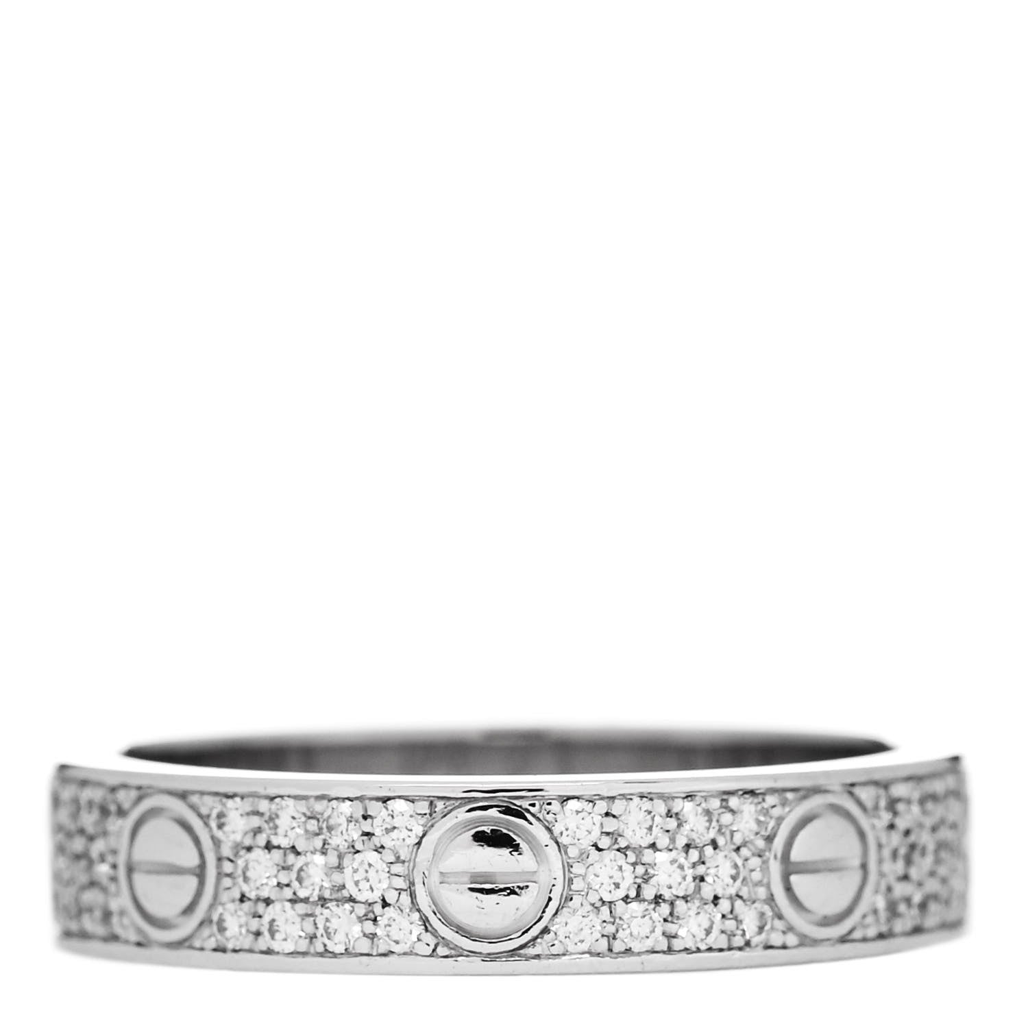 Cartier 18K White Gold Diamond 4mm LOVE Wedding Paved Band Ring 51 5.75 3 of 4