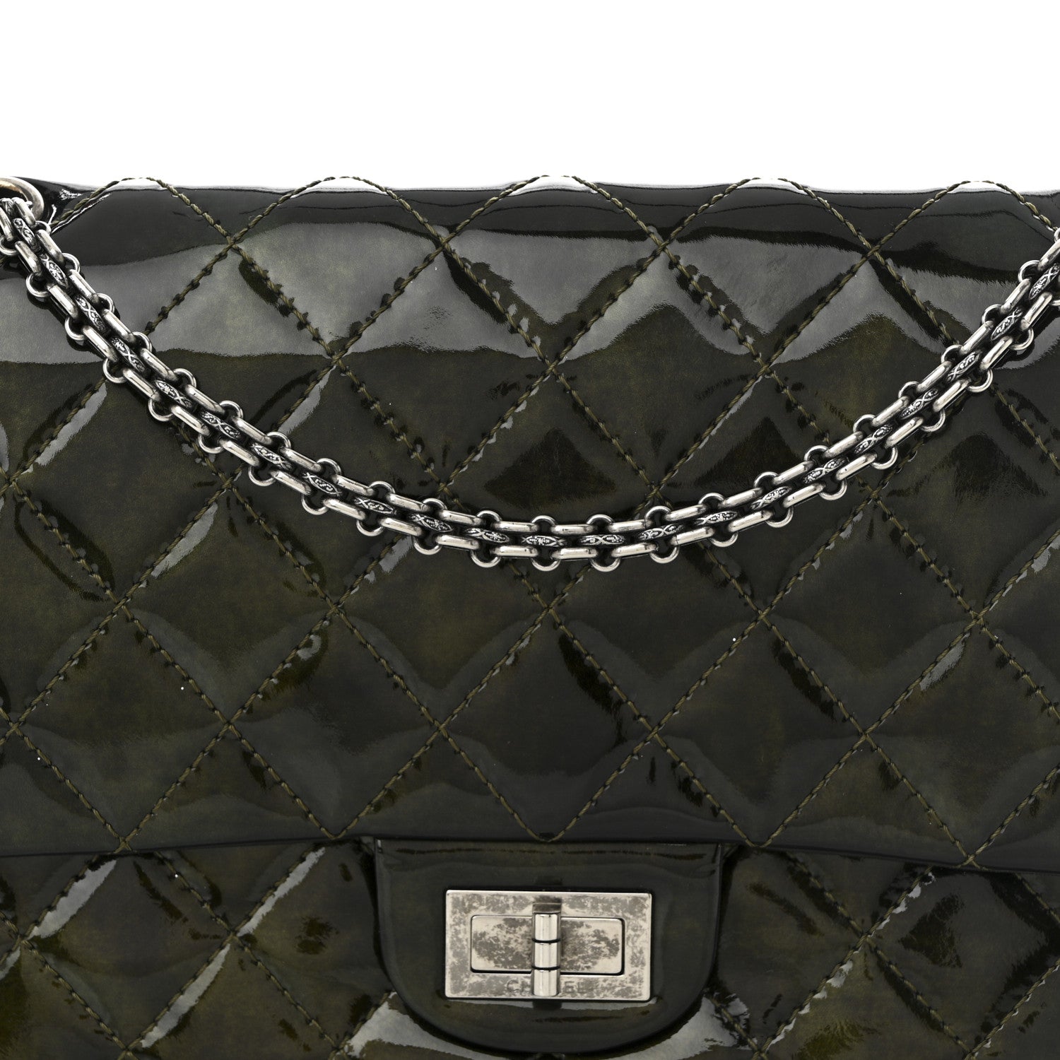 Chanel Patent Quilted 2.55 Reissue 226 Flap Green 8 of 10