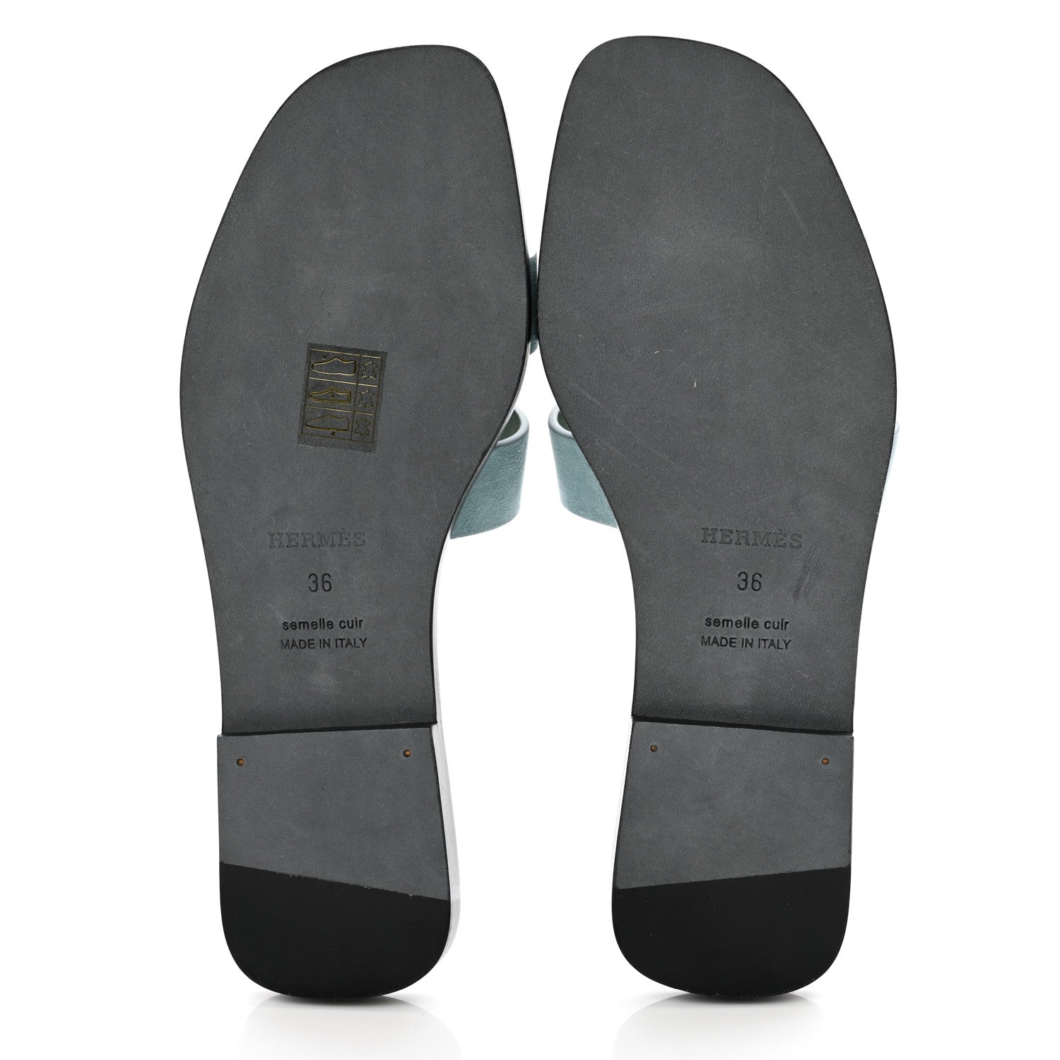 Hermes Suede Goatskin Oran Sandals 36 Vert D'eau Vert Anglais 6 of 9