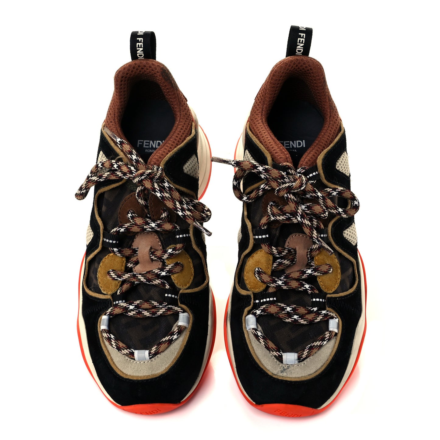 Suede Mesh FF Womens FFluid Low Top Sneakers 37.5 Black Brandy Tobacco
