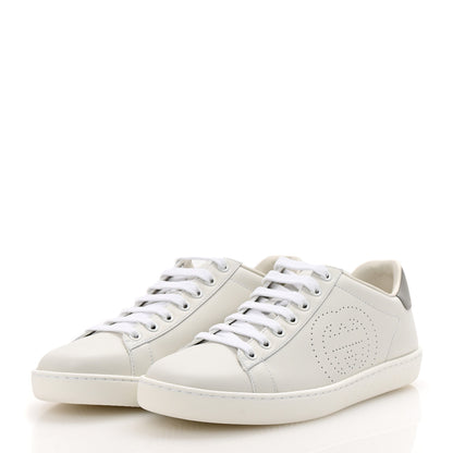 Gucci Calfskin Interlocking G Perforated Womens Ace Sneakers 37.5 White Grey Sky 4 of 10