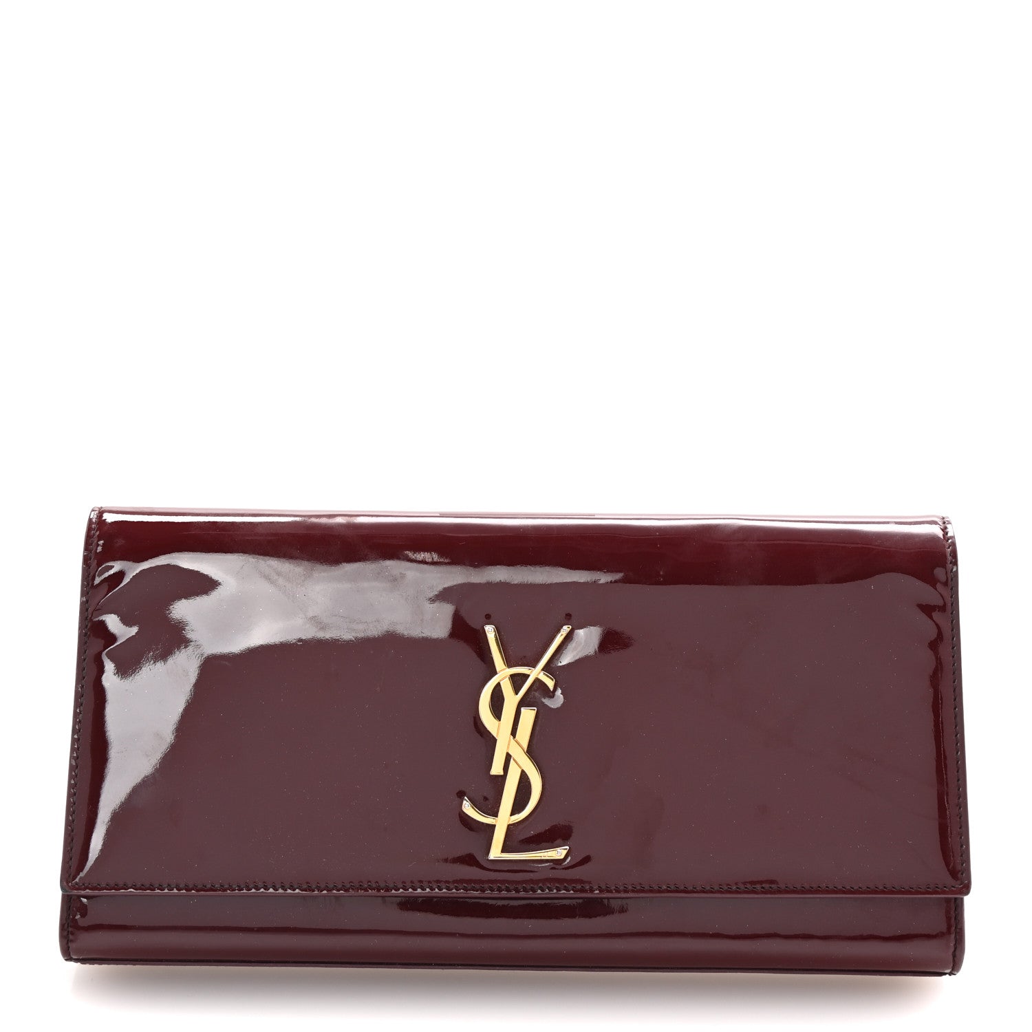 Saint Laurent Patent Classic Monogram Cassandre Clutch Dark Red 1 of 6