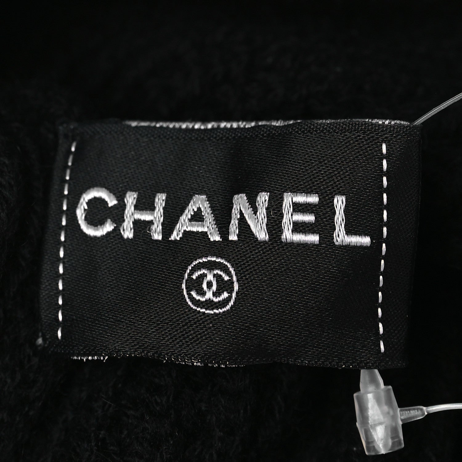 Chanel Cashmere Sequin Logo Beanie Hat Black Gold 3 of 3