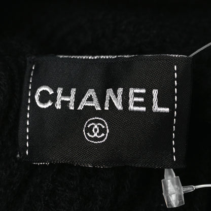 Chanel Cashmere Sequin Logo Beanie Hat Black Gold 3 of 3