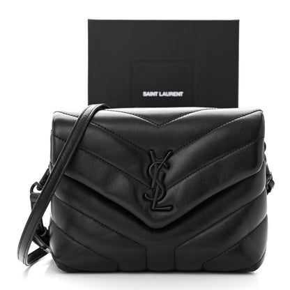 Saint Laurent Calfskin Y Quilted Monogram Monochrome Toy Loulou Crossbody Bag Black 11 of 11