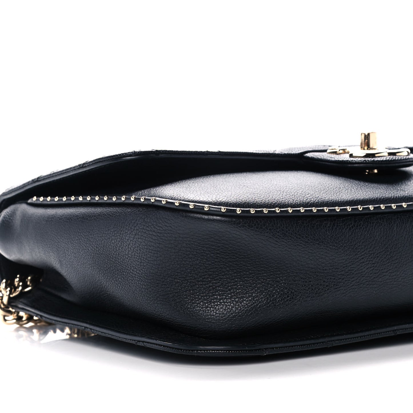 Caviar Quilted Large Studded Flap Black