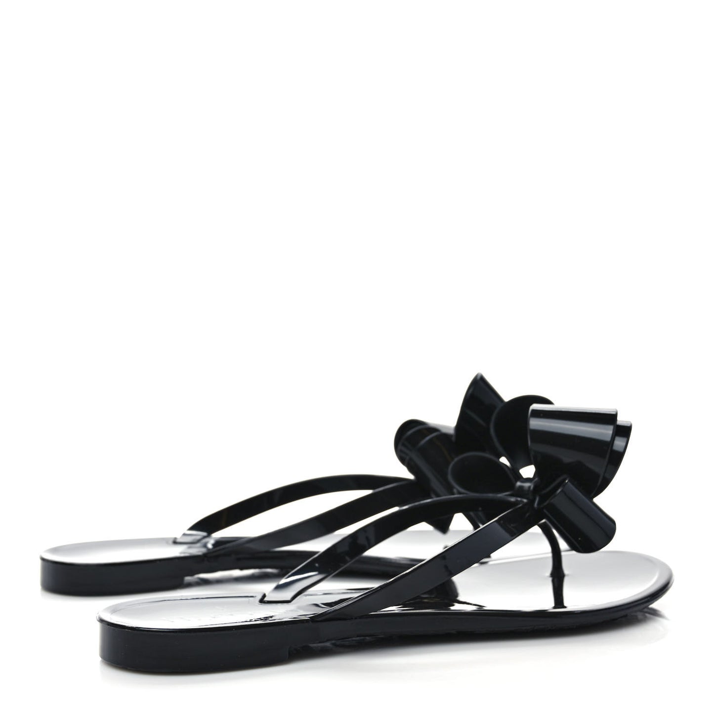 PVC Jelly Bow Thong Sandals 37 Black