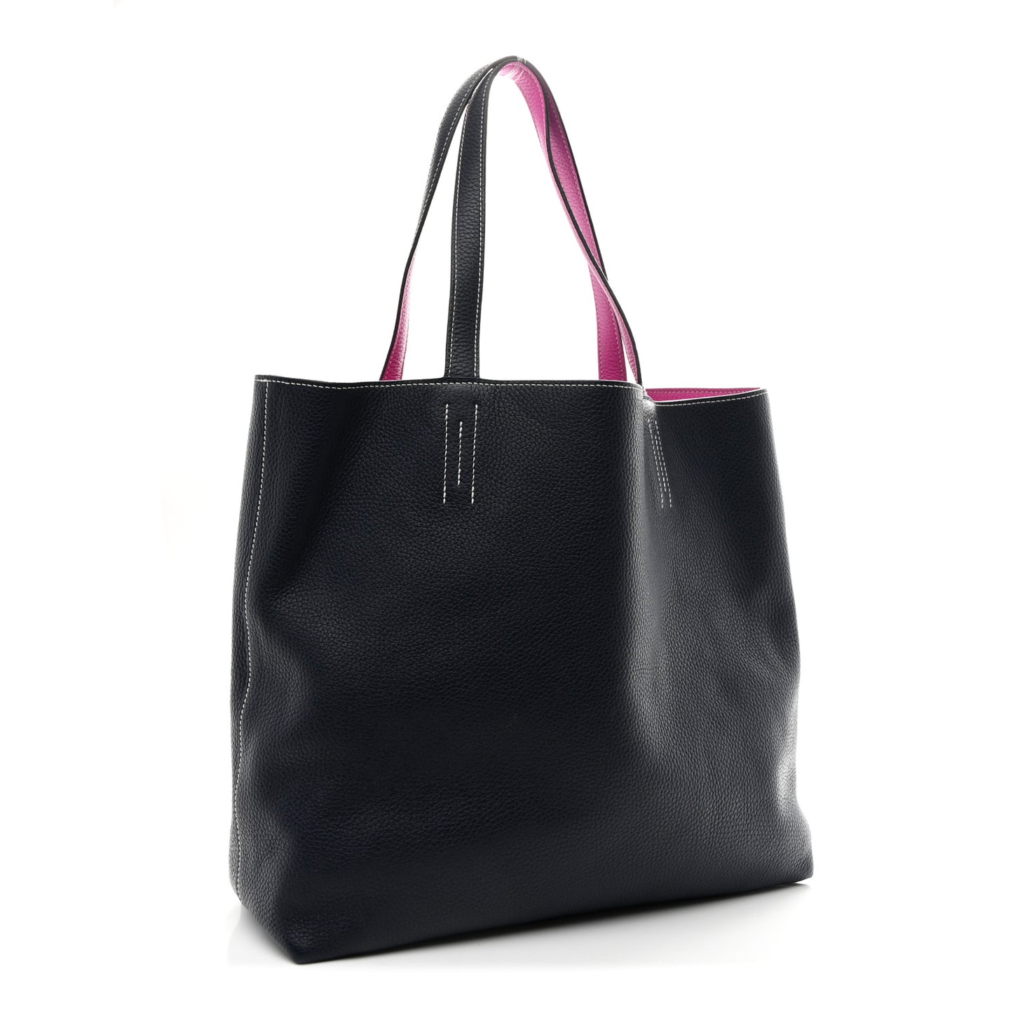 Taurillon Clemence Double Sens 36 Reversible Tote Bleu Nuit Magnolia