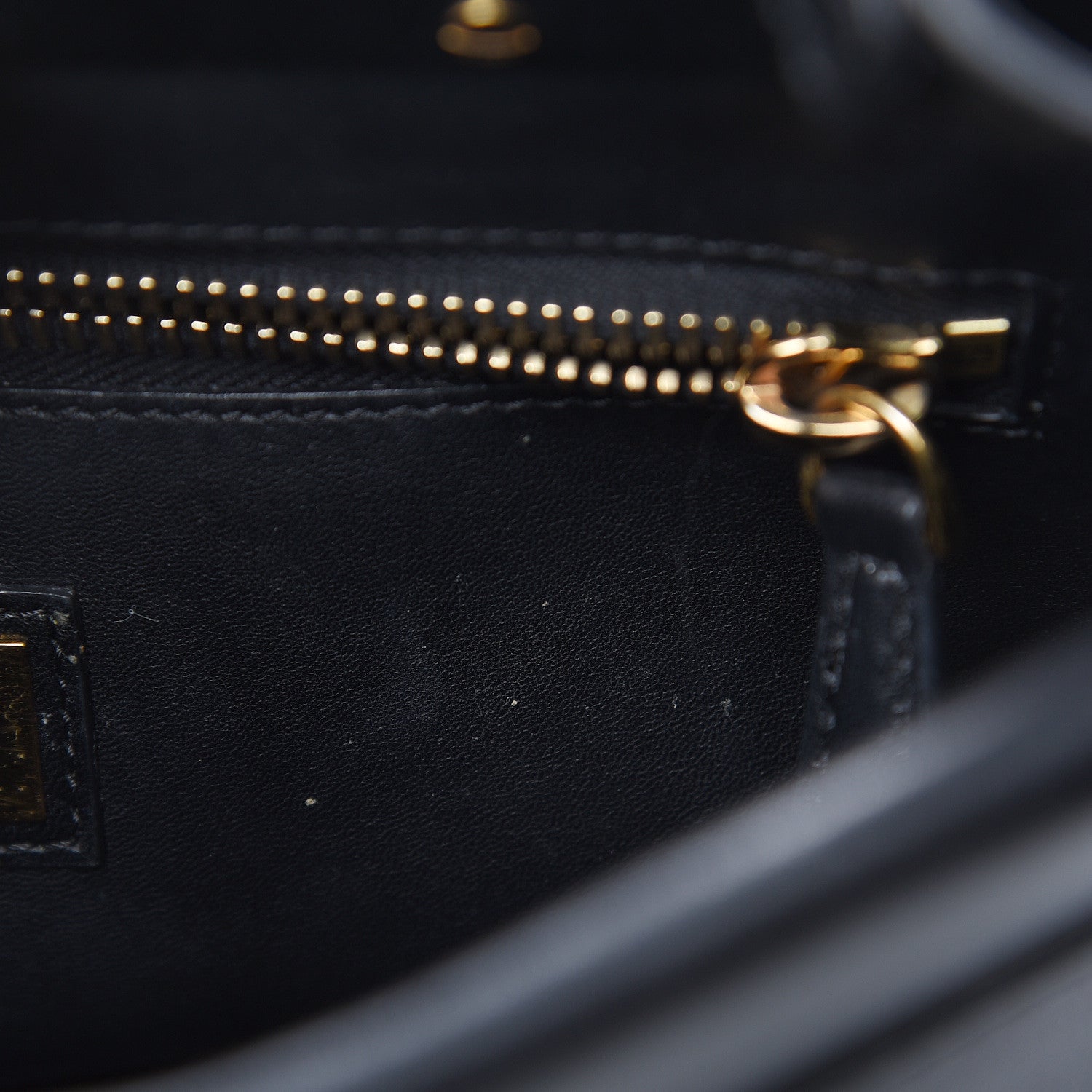 Fendi Vitello Seta Shiny Nappa Medium Peekaboo Iconic Satchel Black 14 of 22