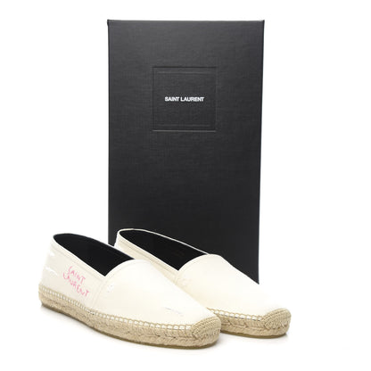 Saint Laurent Canvas Nappa Elba Light Logo Embroidered Espadrilles 41.5 Panna 9 of 9