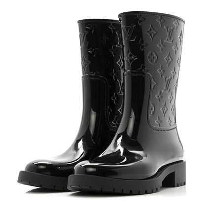 Louis Vuitton Rubber Embossed Monogram Splash Rain Short Boots 37 Black 4 of 9