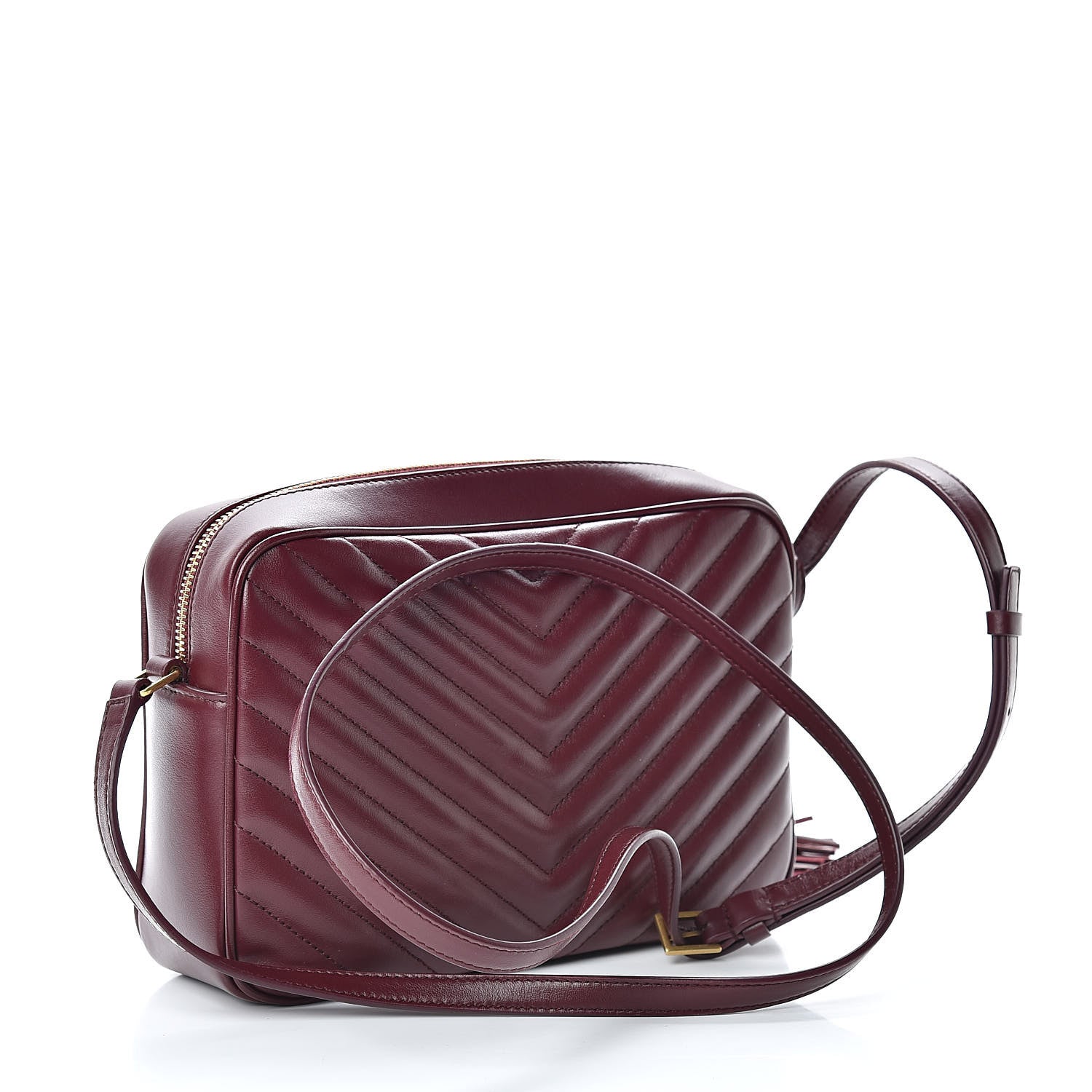 Saint Laurent Calfskin Matelasse Monogram Lou Camera Bag Dark Legion Red 3 of 10