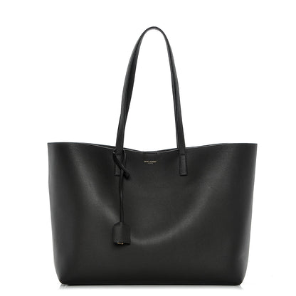 Saint Laurent Calfskin Large Shopping Tote Coal 1 of 7