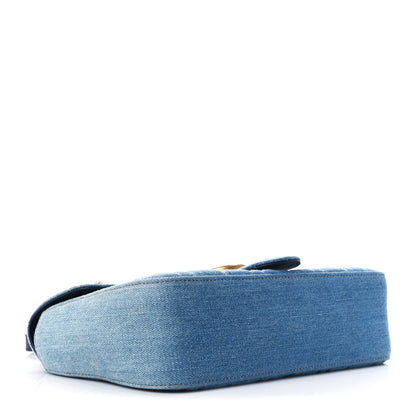 Gucci Denim Matelasse Studded Small Pearly GG Marmont Shoulder Blue 4 of 11