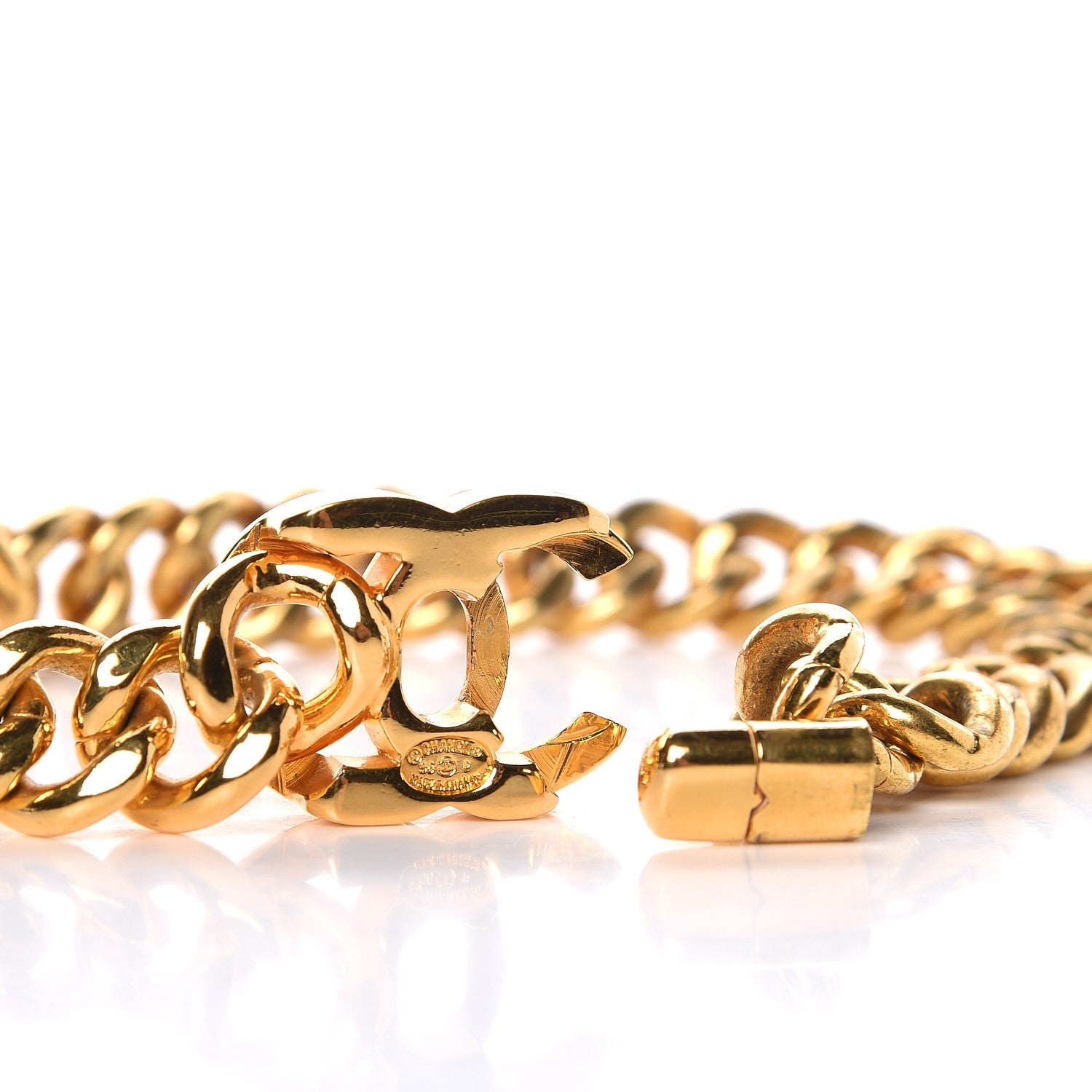 Chanel Chain Link CC Turn Lock Choker Necklace Gold 5 of 6