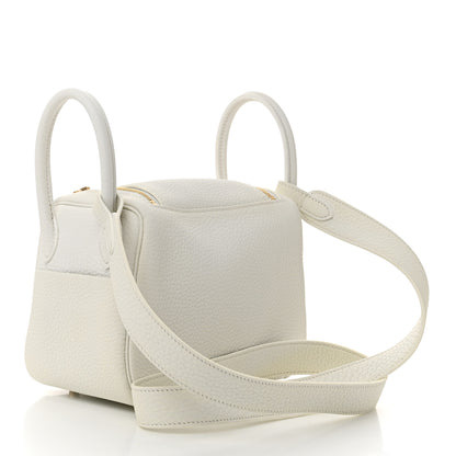 Hermes Taurillon Clemence Mini Lindy 20 New White 3 of 10
