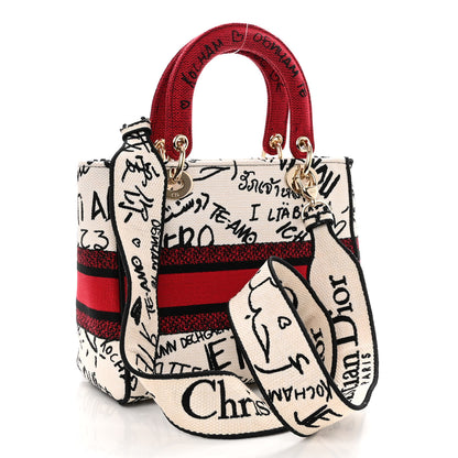 Christian Dior Canvas Medium DiorAmour Graffiti Lady D-Lite Latte 3 of 9