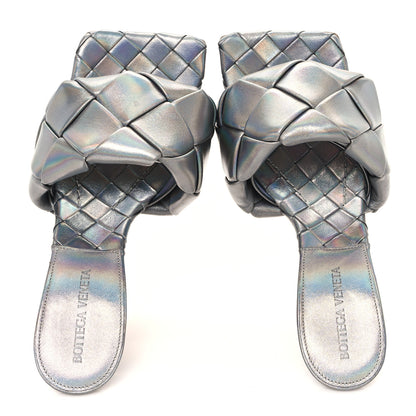 Bottega Veneta Laser Nappa Maxi Intrecciato Lido 90mm Mule Sandals 37 Oyster 2 of 9