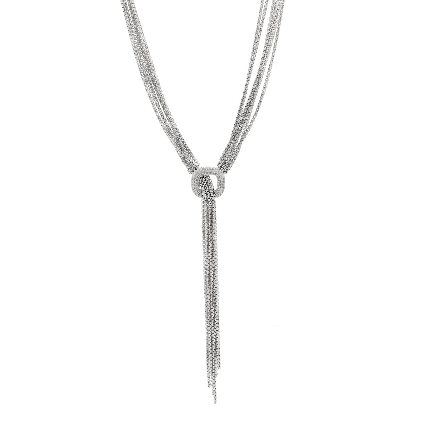 Sterling Silver Diamond 14mm Waterfall Lariat Necklace