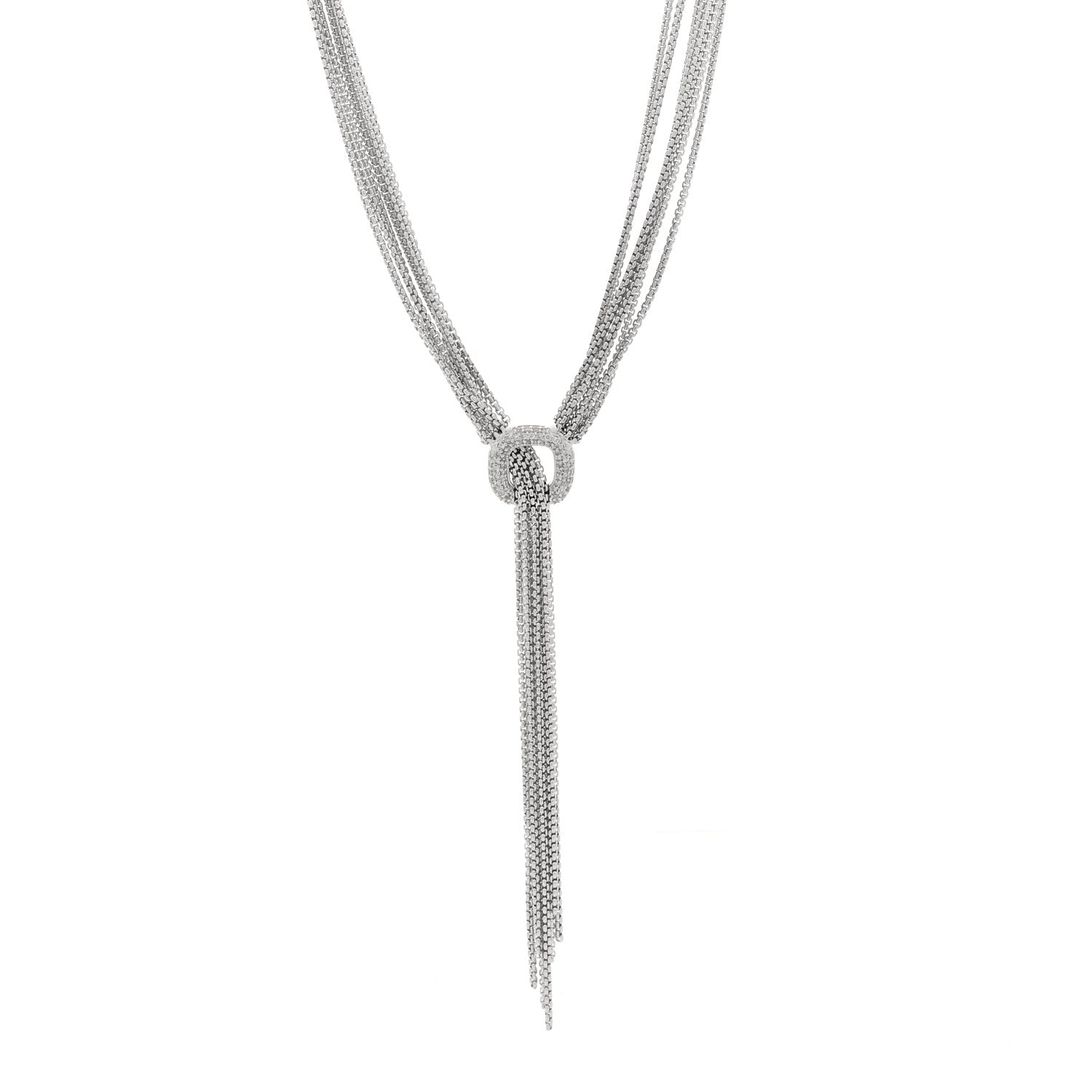 David Yurman Sterling Silver Diamond 14mm Waterfall Lariat Necklace 1 of 4