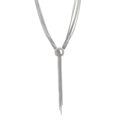 David Yurman Sterling Silver Diamond 14mm Waterfall Lariat Necklace 1 of 4