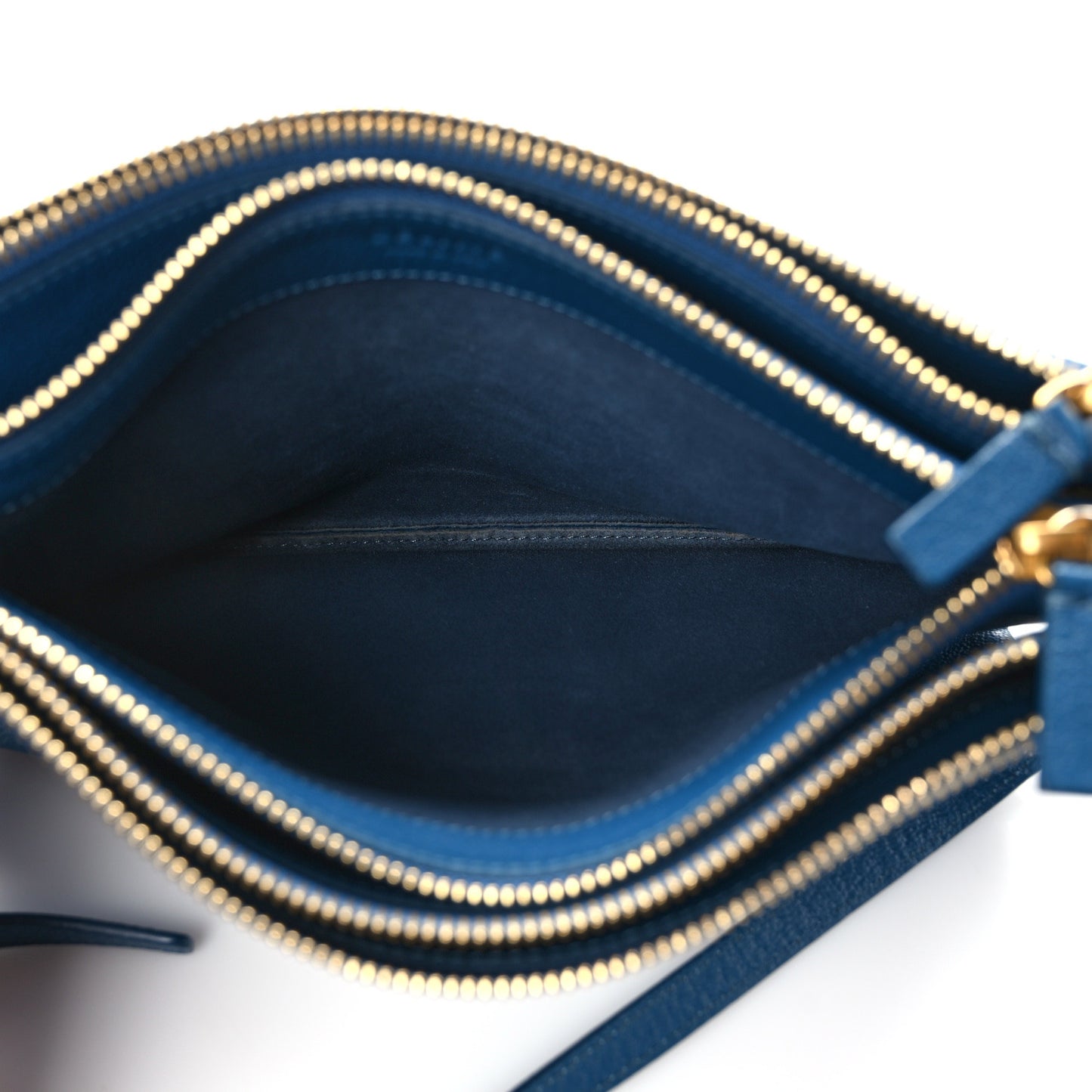 Goatskin Large Trio Crossbody Bag Metallic Blue
