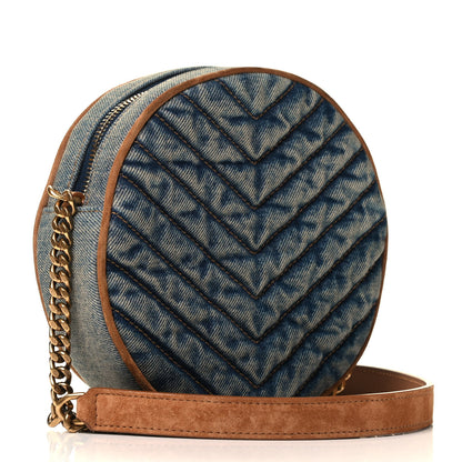 Saint Laurent Denim Quilted Monogram Round Crossbody Bag Rodeo Blue 2 of 4