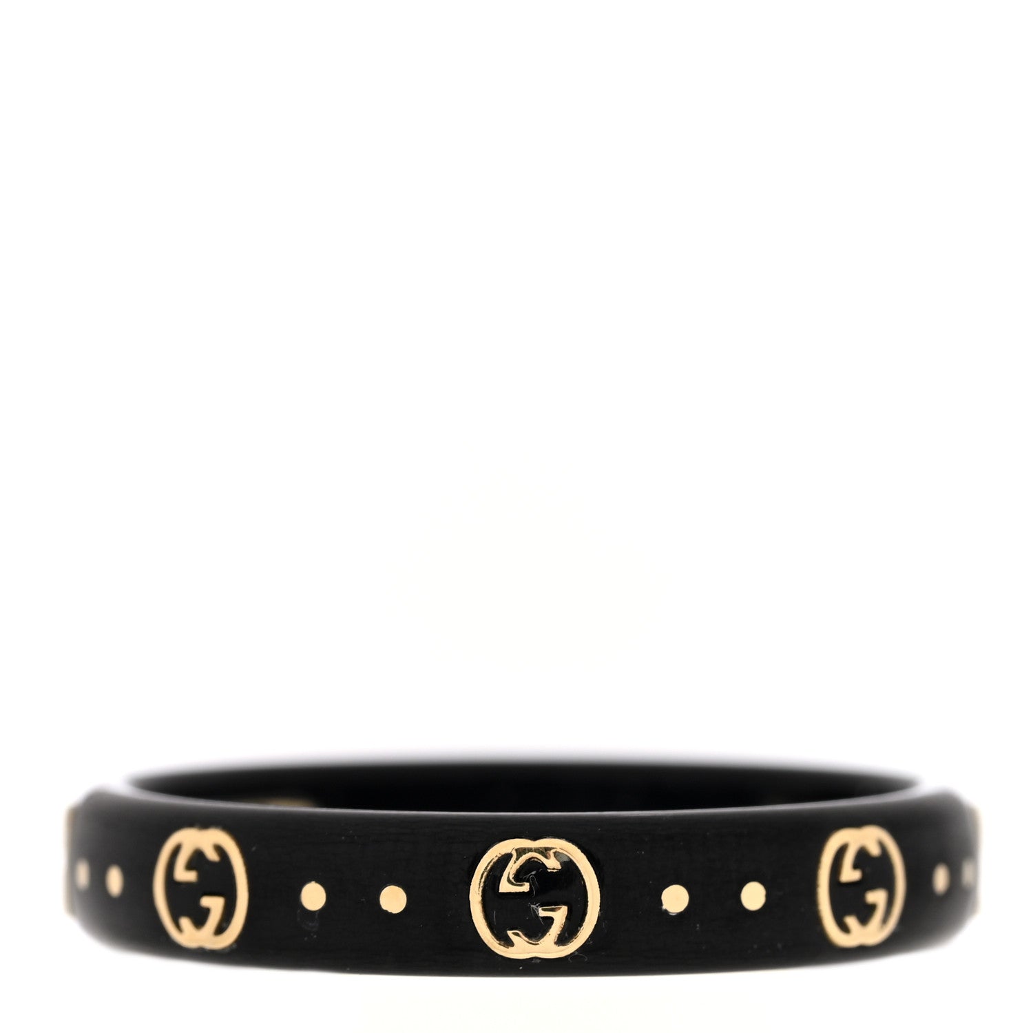 Gucci 18K Yellow Gold Synthetic Corundum Icon Ring Black 62 10 1 of 5