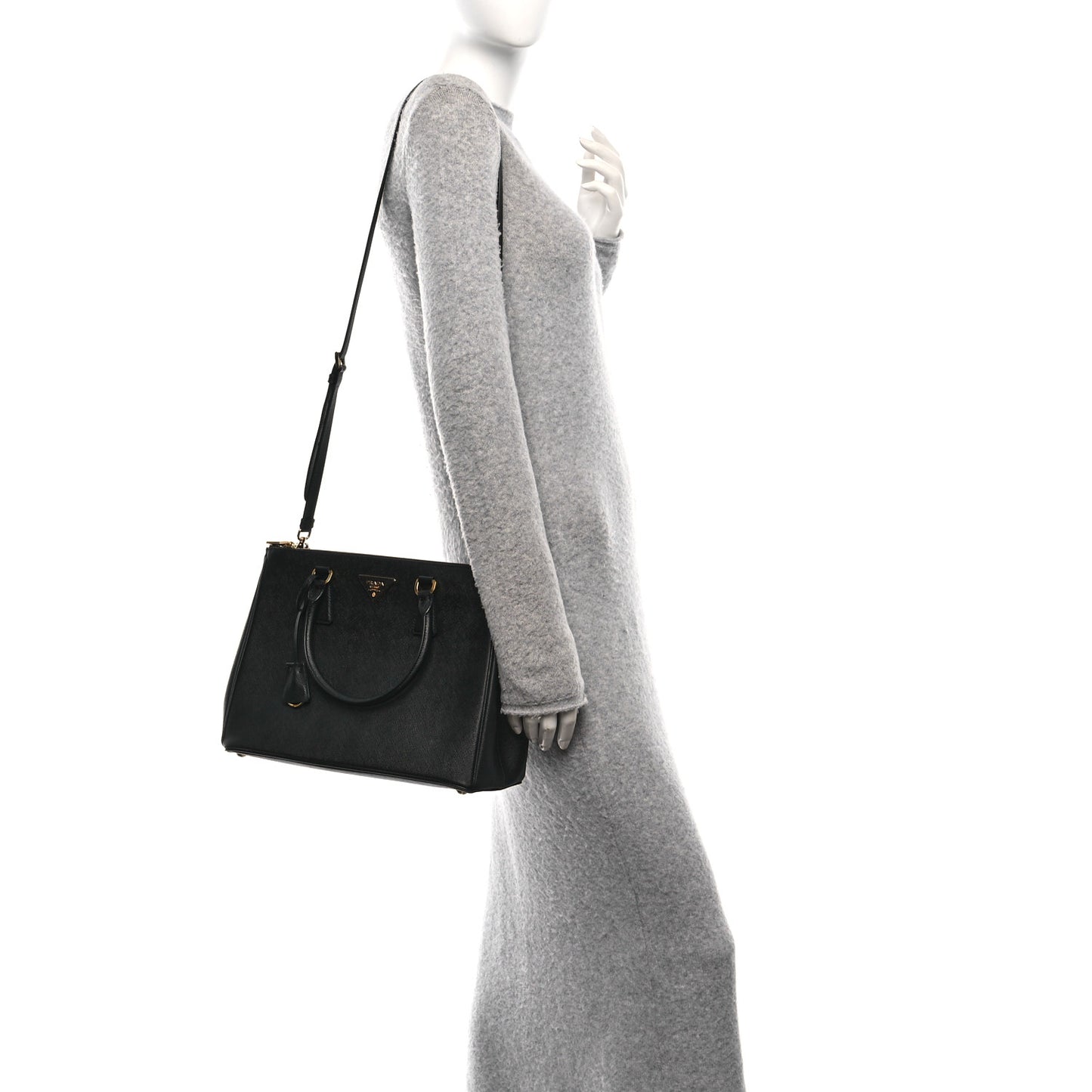 Saffiano Lux Large Galleria Double Zip Tote Black