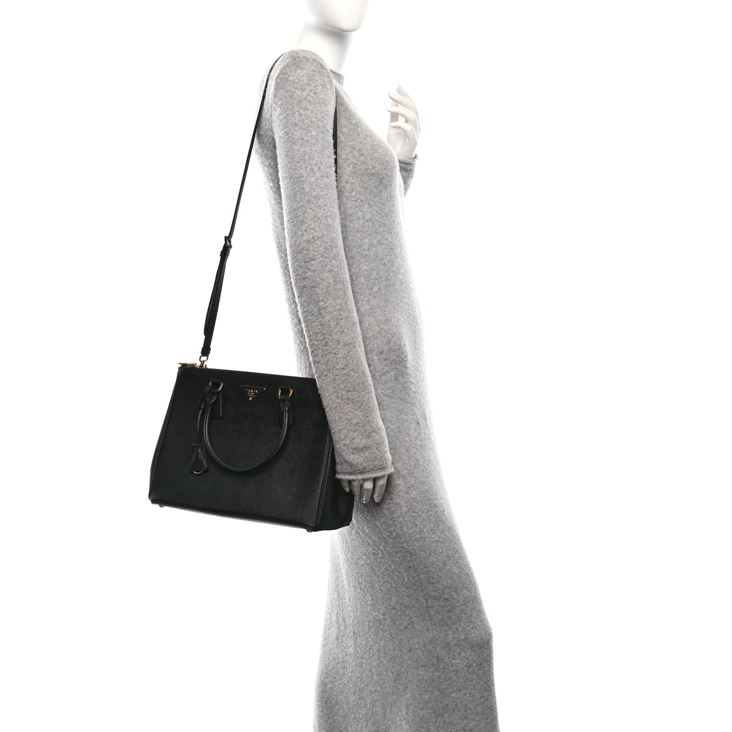 Prada Saffiano Lux Large Galleria Double Zip Tote Black 2 of 9