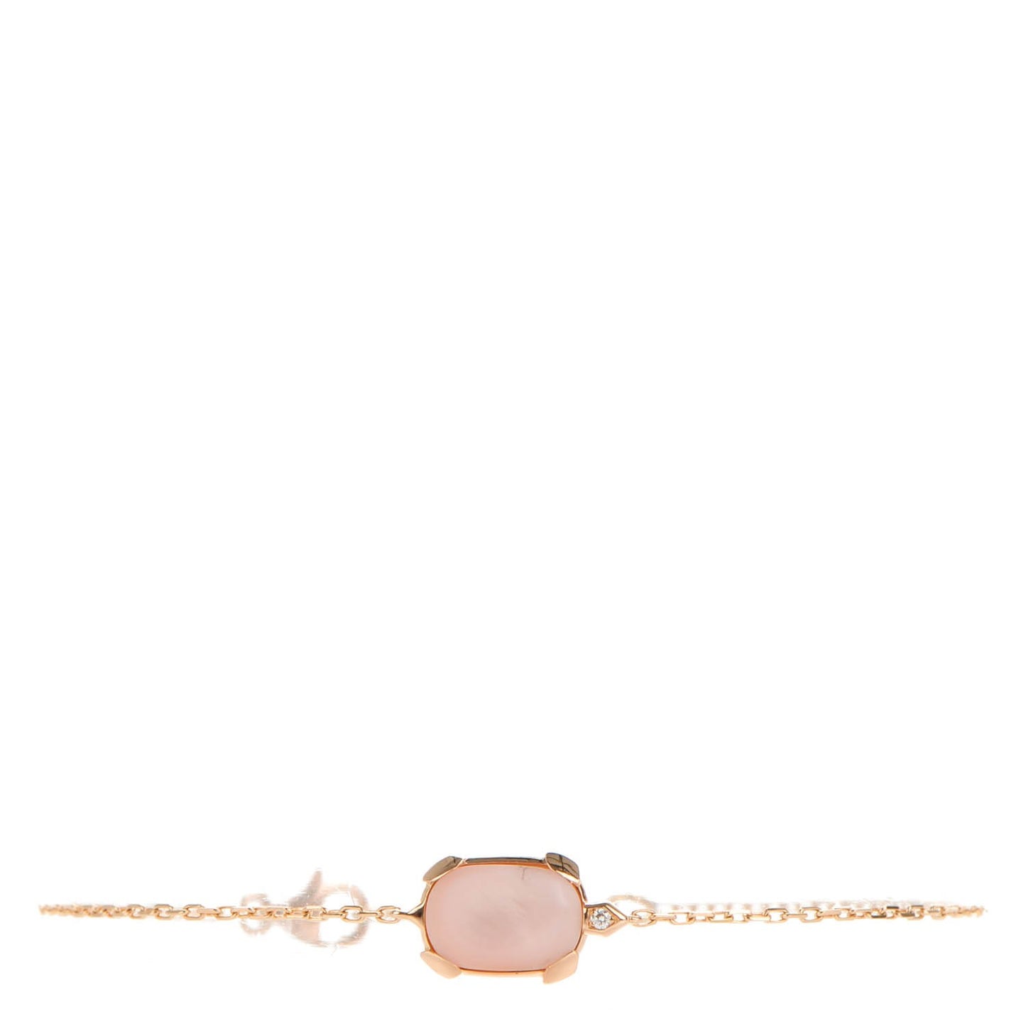 18K Pink Gold Mother Of Pearl Diamond Tortue Charm Bracelet Pink