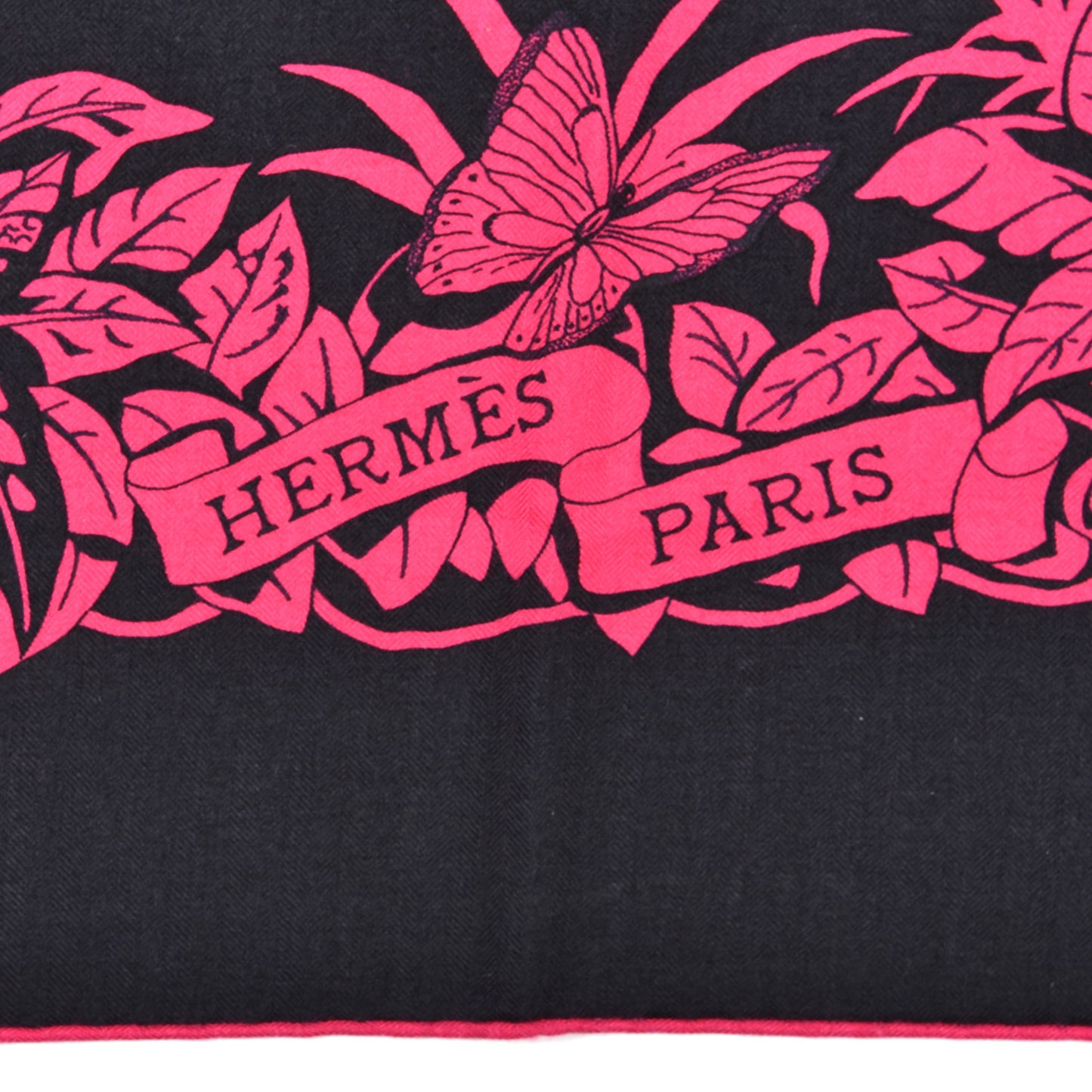 Cashmere Silk Jungle Love Tattoo Shawl 140 Bleu Noir Rose Vif
