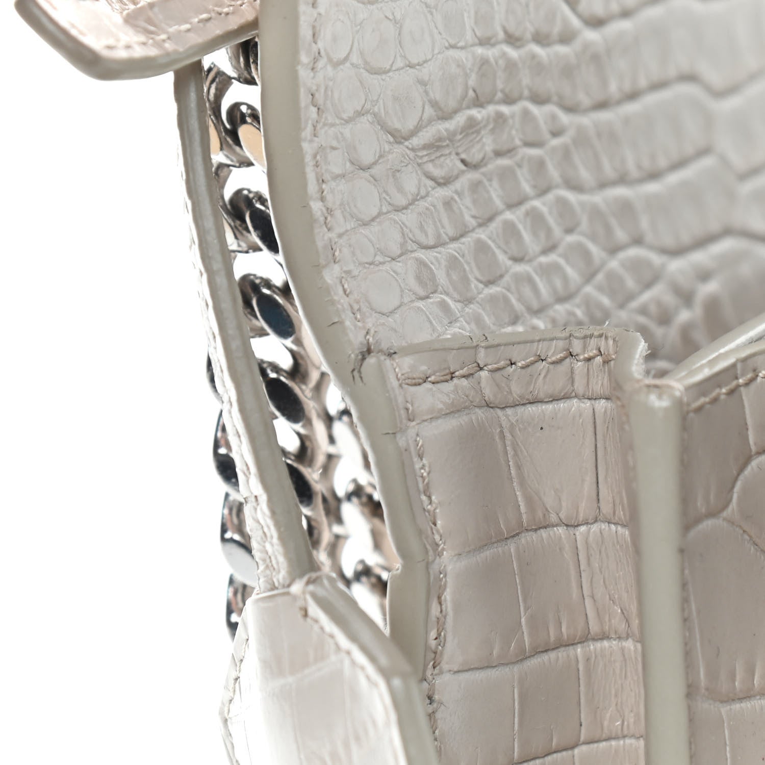 Saint Laurent Calfskin Crocodile Embossed Medium Monogram Sunset Blanc Vintage 12 of 13