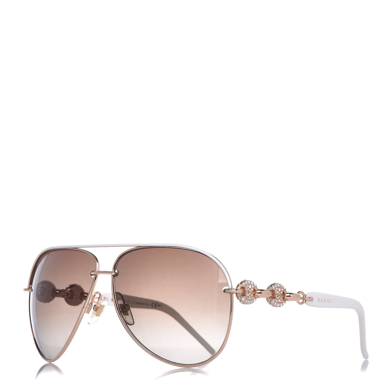 Gucci Crystal Marina Chain Aviator Sunglasses 4230/S White 1 of 7