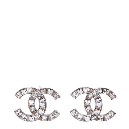 Chanel Baguette Crystal CC Earrings Silver 1 of 5