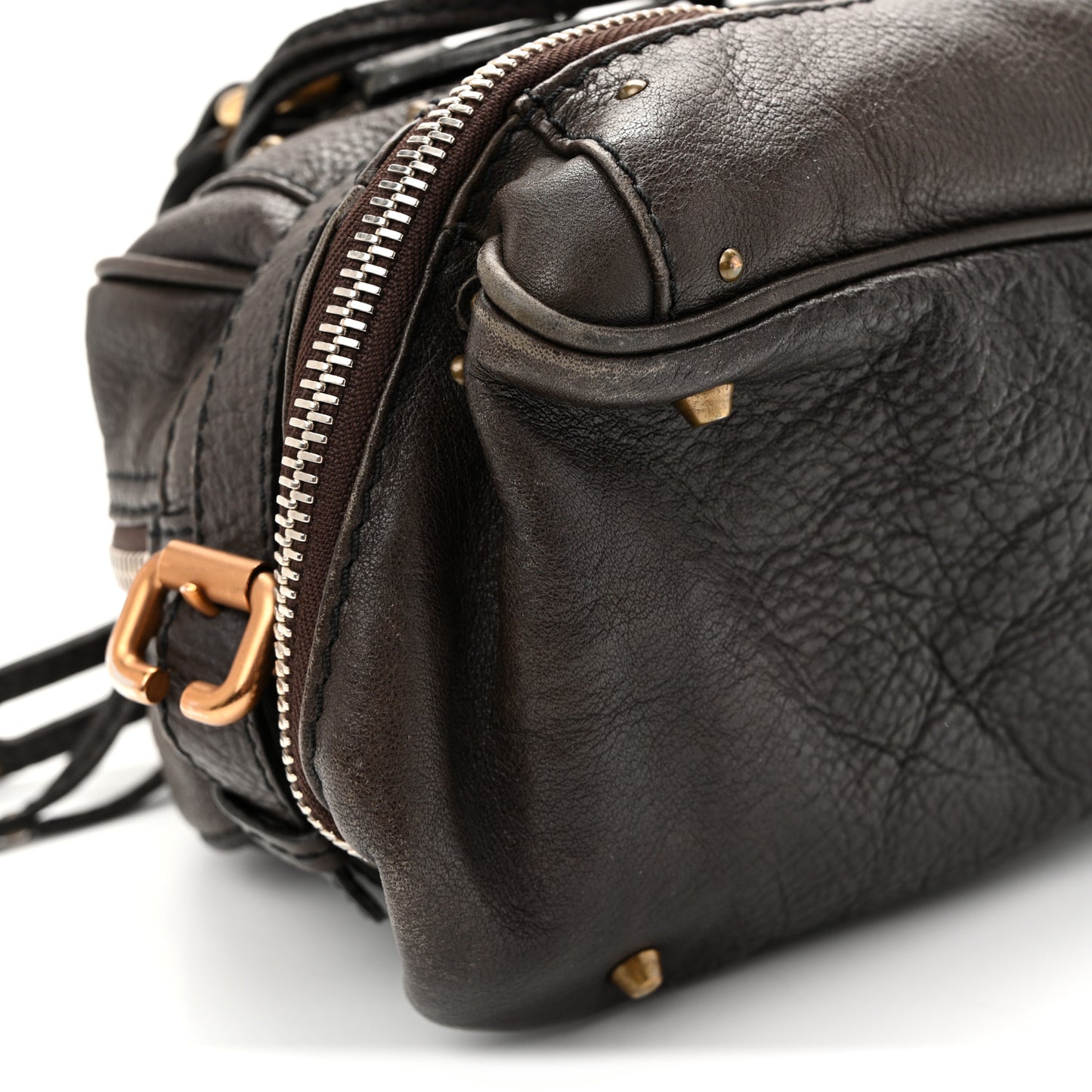 Calfskin Paddington Double Zip Bowler Chocolate
