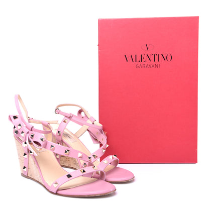 Valentino Garavani Nappa Rockstud Asymmetric Bow Wedge Sandals 39 Pop Gardenia 15 of 15