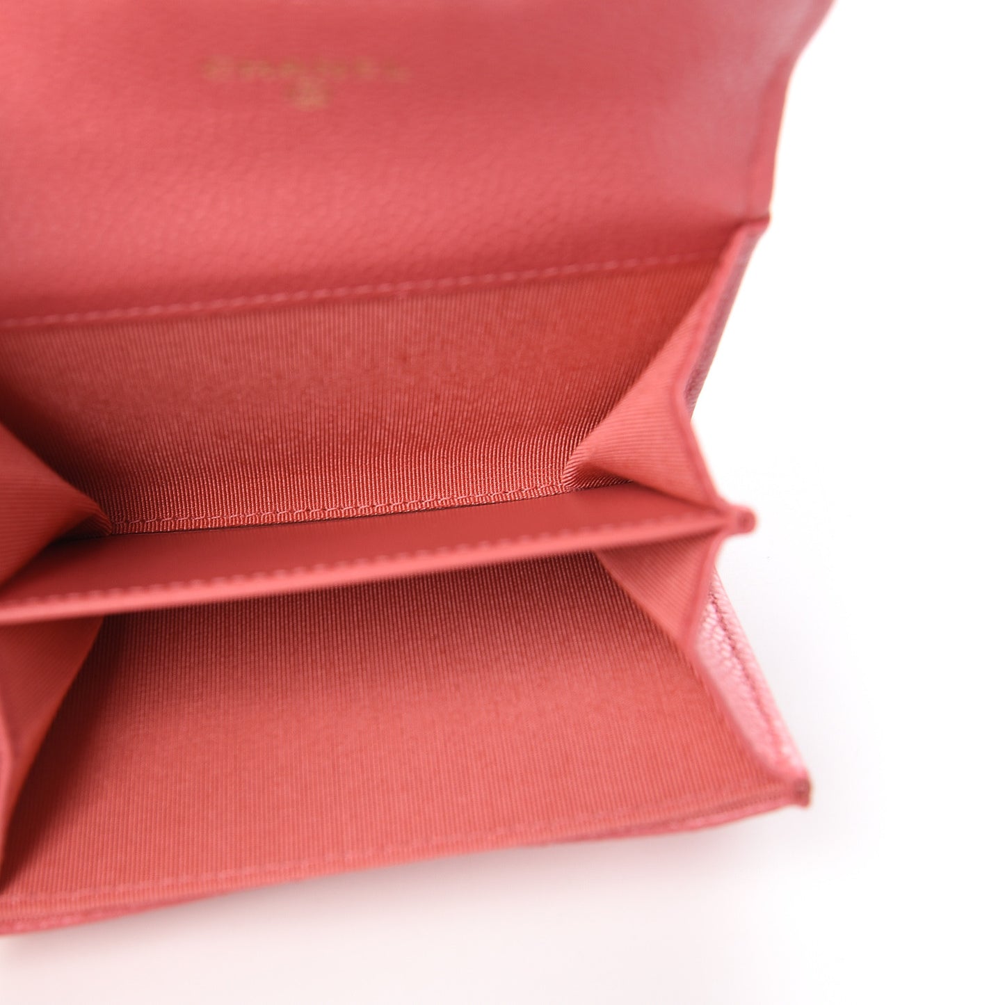 Iridescent Caviar Quilted Flap Card Holder Wallet Pink