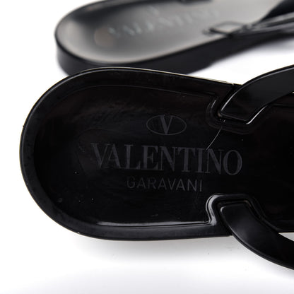 Valentino Garavani PVC Jelly Rockstud Bow Thong Sandals 39 Black 8 of 10