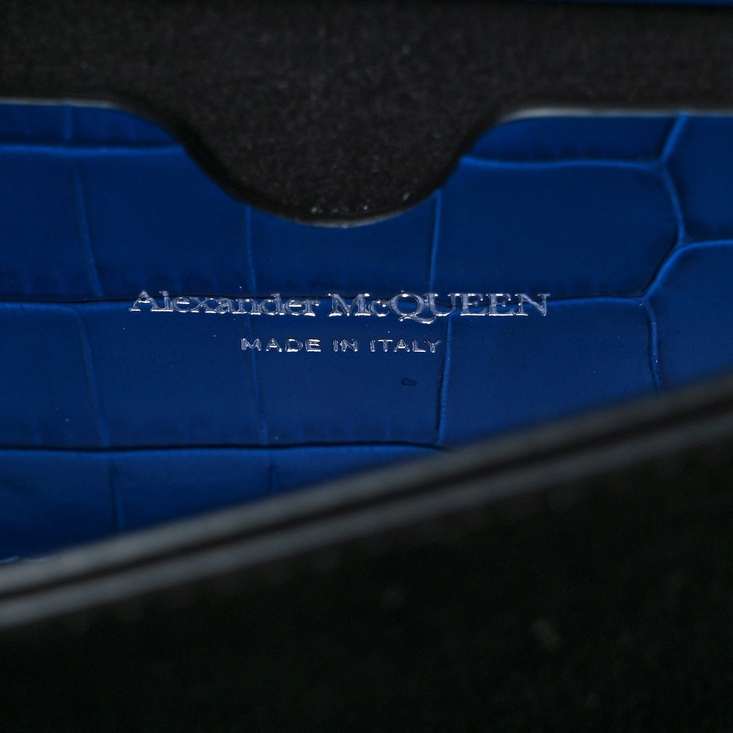 Alexander McQueen Shiny Crocodile Embossed Jeweled Satchel Industrial Blue 7 of 9