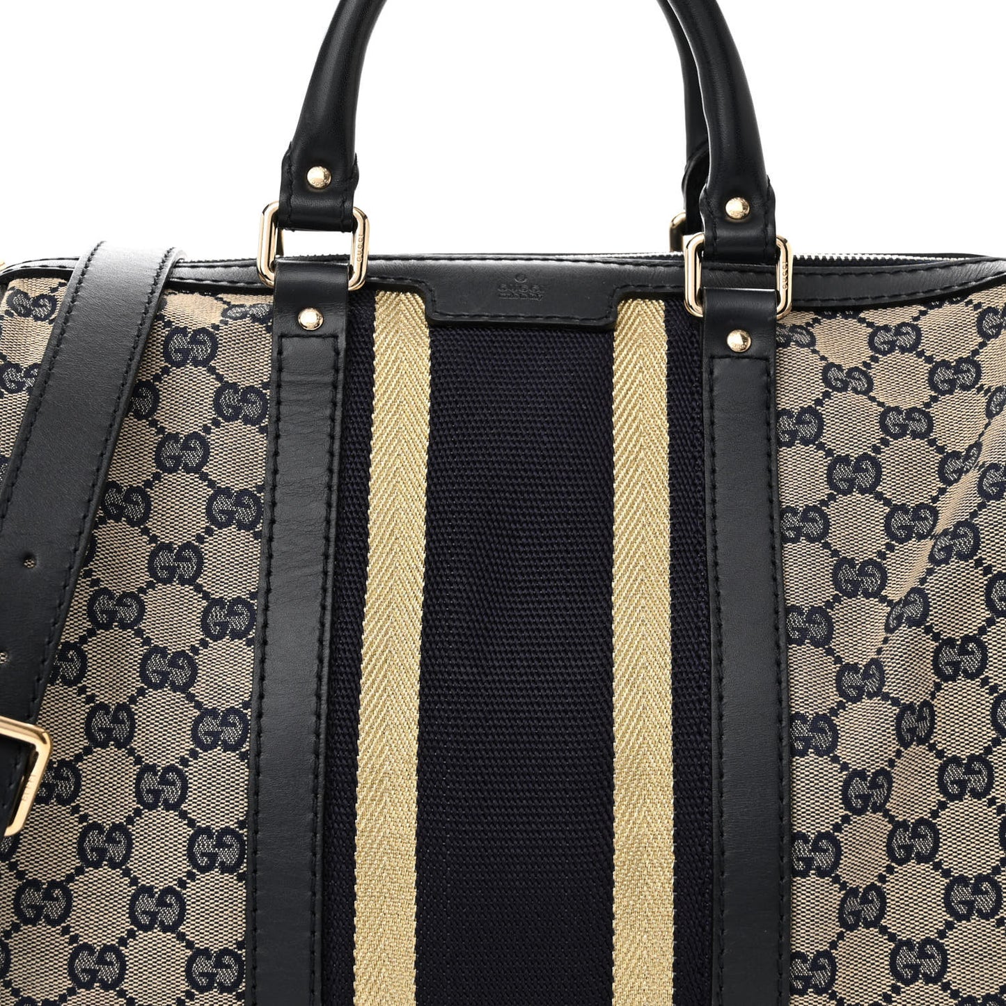 Monogram Vintage Web Medium Boston Gold Navy