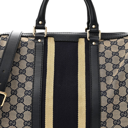 Gucci Monogram Vintage Web Medium Boston Gold Navy 8 of 11