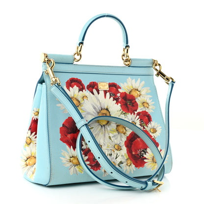 Dolce & Gabbana Dauphine St.Giap Papaveri Print Medium Miss Sicily Satchel Celeste 3 of 10
